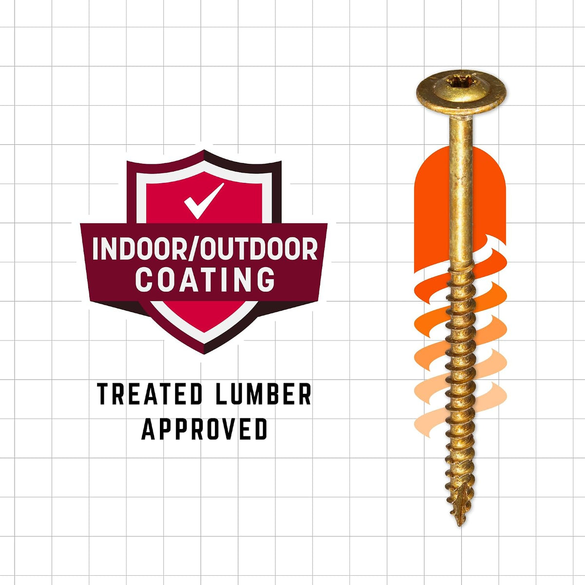 GRK Fasteners #8 x 1-1/2 Inch Low-Profile Cabinet Screws, 3000 PCS, Indoor/Outoor Climatek® Coating, Washer Head for Strong Hold, W-Cut™ Fast Drive Threads, Star Drive Recess, Gold
