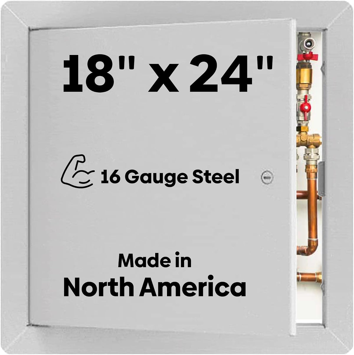 BEST BA-AHD 18' x 24' Metal Access Panel with Concealed Pin Hinge, LEED Compliant 16-Gauge Steel Access Door for Non-Rated Drywall/Ceilings, White Drywall Panel with Rounded Corners, Screwdriver Latch