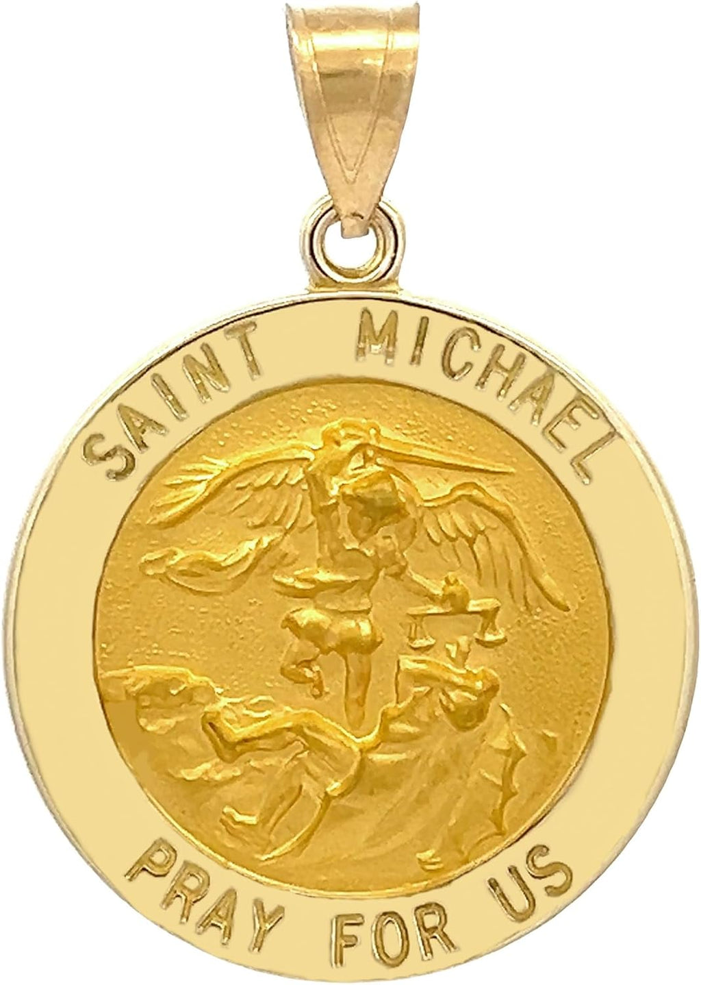 RP 14k Yellow Gold and White Gold Polished Saint Michael Pendant Medals