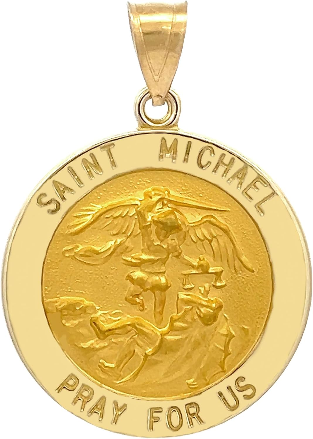RP 14k Yellow Gold and White Gold Polished Saint Michael Pendant Medals