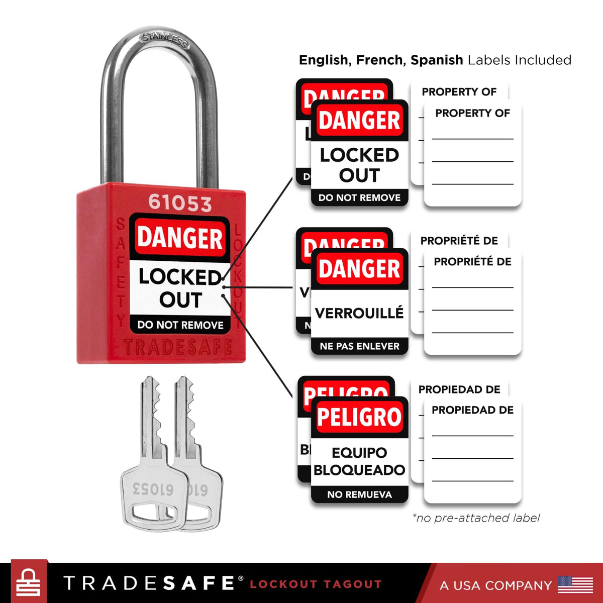TRADESAFE Lockout Tagout Station with Loto Devices - Lock Out Tag Out Kit Board Includes 8 Pack Safety Lock Set, 3 Hasps for Padlocks, 30 Do Not Operate Tags for Lockout Safety, OSHA Compliance