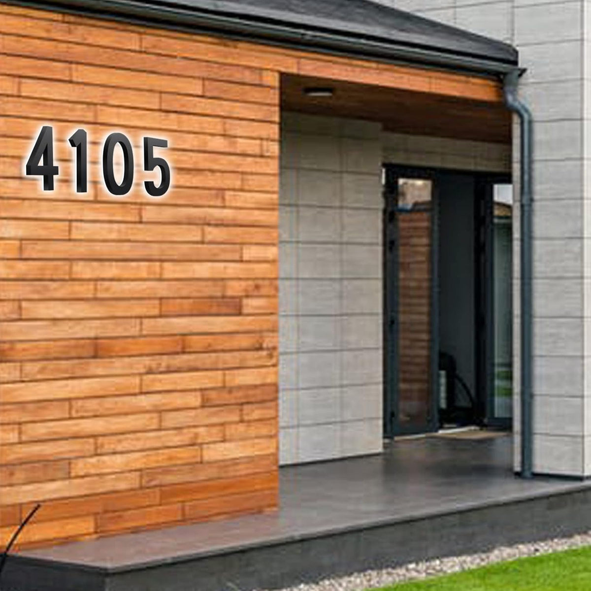 Illuminated LED House Numbers For Outside, Backlit LED Home Address Numbers 18', Matt Black Finish, Lighted Adresse Civique Plaque, Outdoor, Modern,4