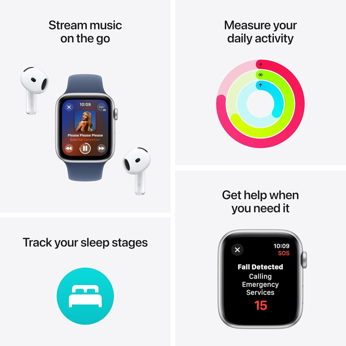 Apple Watch SE (2nd Gen) [GPS 40mm] Smartwatch with Starlight Aluminum Case with Starlight Sport Band S/M. Fitness & Sleep Tracker, Crash Detection, Heart Rate Monitor