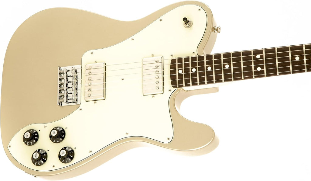 Fender Chris Shiflett Deluxe Telecaster Electric Guitar, with 2-Year Warranty, Shoreline Gold, Rosewood Fingerboard