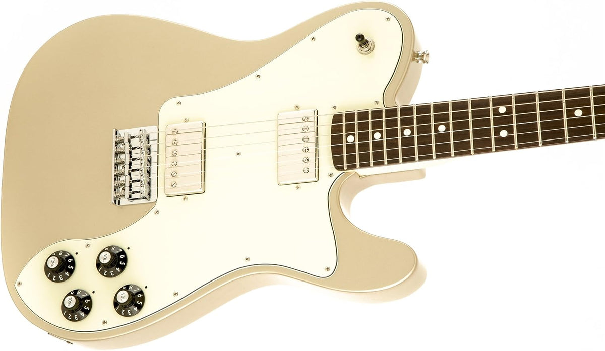 Fender Chris Shiflett Deluxe Telecaster Electric Guitar, with 2-Year Warranty, Shoreline Gold, Rosewood Fingerboard