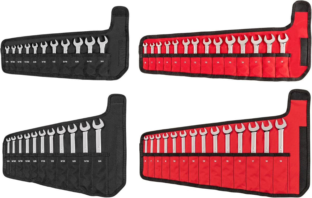 TEKTON Stubby and Standard Length Combination Wrench Set with Rolls, 50-Piece (1/4-3/4 in., 6-19 mm) | WCB94902