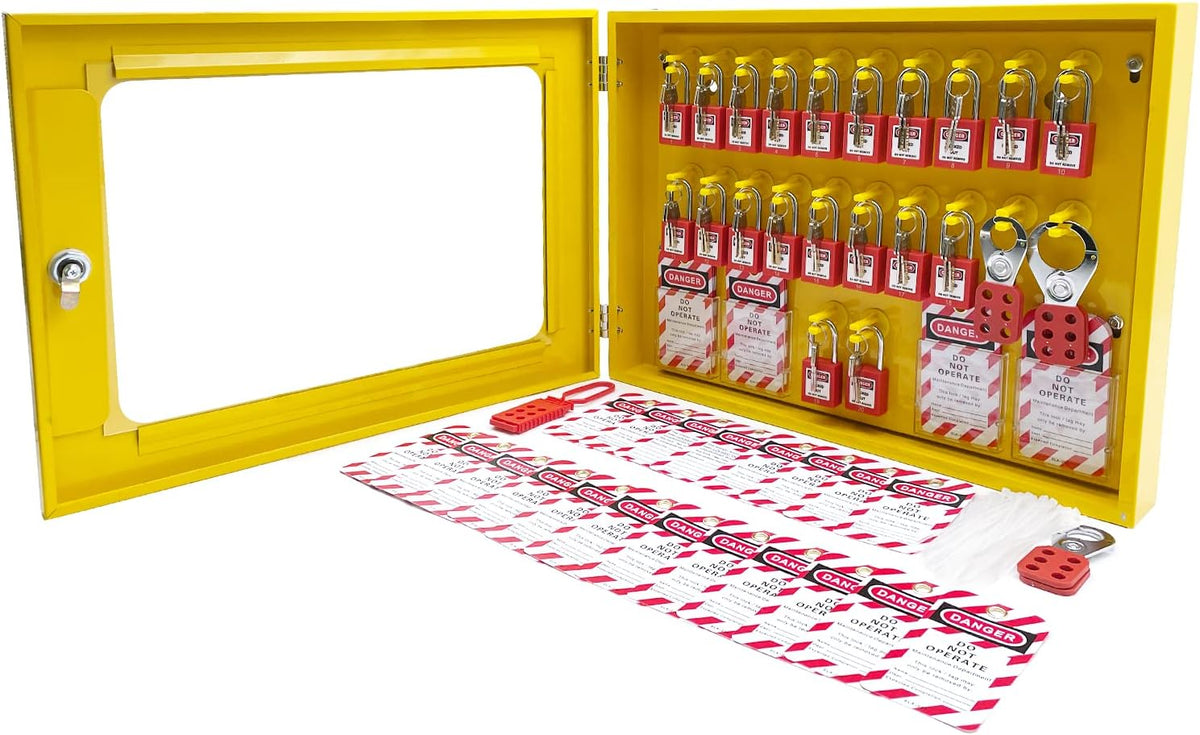 SAFBY Lockout Tagout Station Metal Kit with Lock Out Tag Out Loto 4 Hasps,40 Tags,20 Locks with Number 1-20 (Big Metal Station)