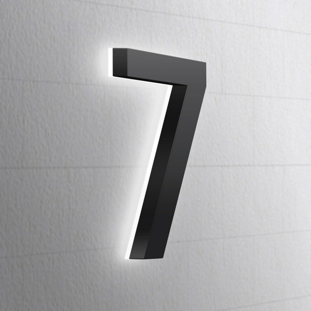 LED Illuminated House Numbers,Matte Black, Modern Address Signs Lighted Plaque For Outdoor Indoor.