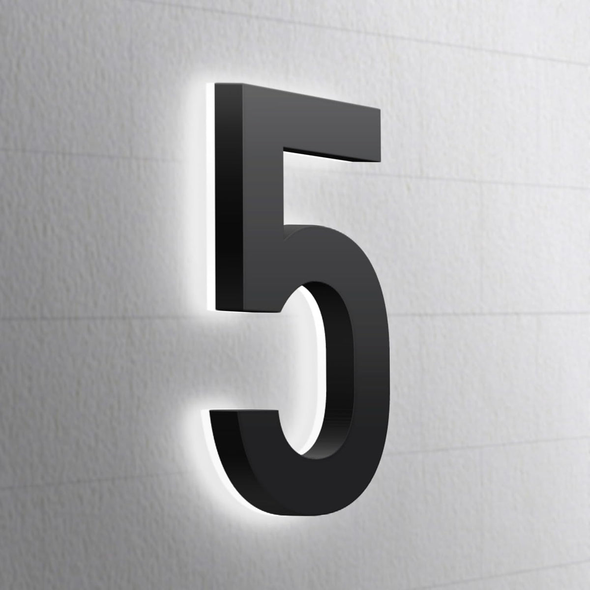 Backlit LED Illuminated House Numbers,Matte Black, Modern Address Signs Lighted Plaque For Outdoor Indoor, Weatherproof And Corrosion Resistant, Day & Night,20 Inch,5