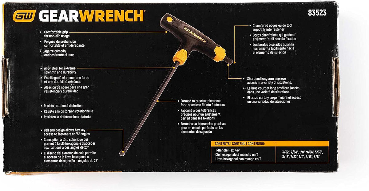 GEARWRENCH Piece SAE Ball End T-Handle Hex Key Set | 83523, 10 Count (Pack of 12)