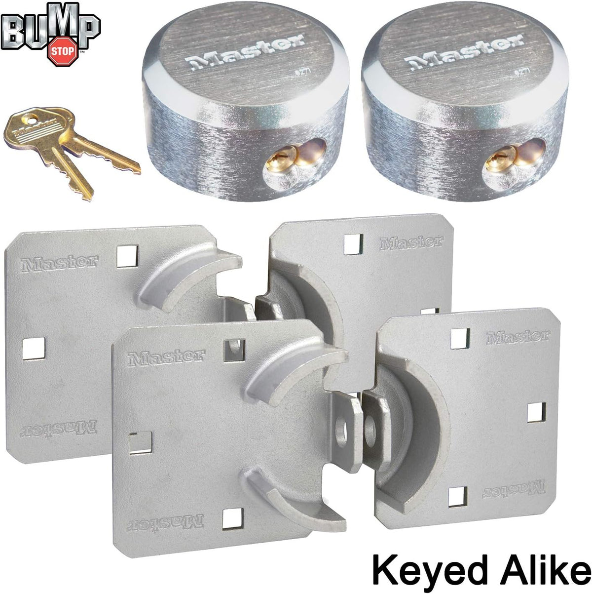 Master Lock - Hasp/Hidden Shackle Keyed Alike Padlocks w/ 4 Keys, 770-6271NKA-2 w/BumpStop Technology