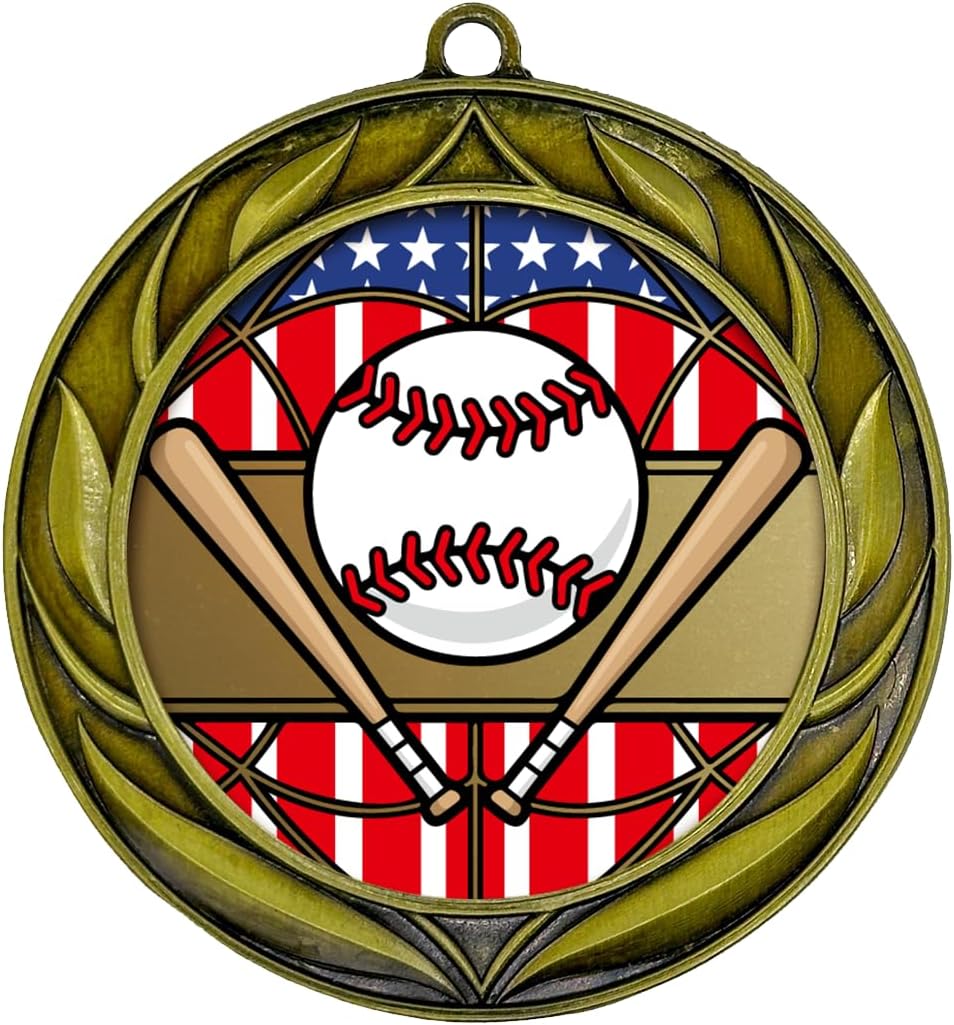 All Quality Baseball Softball Wreath Design Medal - 1st, 2nd, 3rd Place