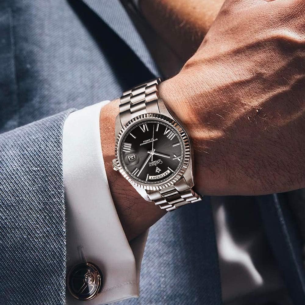 CADISEN Men's Automatic MIYOTA 8285 Mechanical Watch Casual Watches for Men Waterproof Sapphire