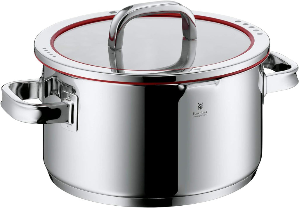 WMF 760056380 Function 4 Cookware Set with Steamer Insert, Stainless Steel, Transparent, 20 cm, 5 Units