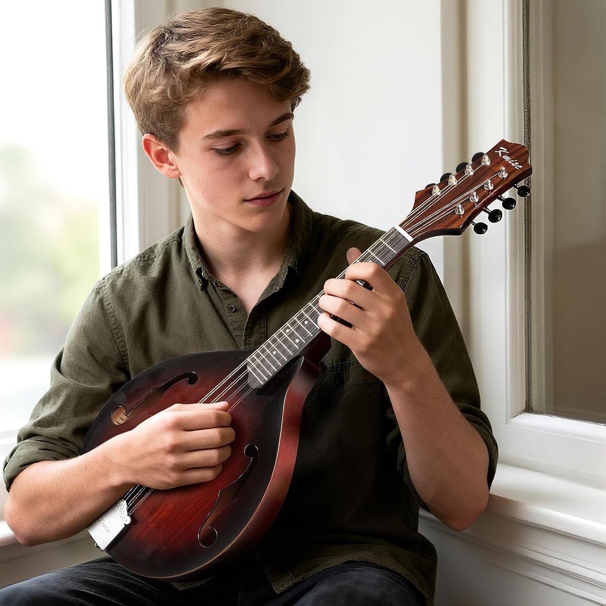 Mandolin Musical Instrument A Style, Acoustic Mandolins Instrument Kit 8 String with Tuner Strap Gig Bag Chord Chart for Professional Beginners Adults Teens Youth