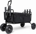 Fishing Cart Beach Cart Collapsible Wagon with 9.85' All-Terrain Wheels for Sand, Heavy Duty Foldable Utility Cart 550LBS Capacity with Rod Holders for Camping, Garden, Grocery, Outdoor Sports(Black)