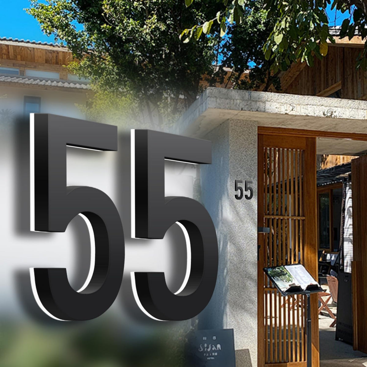 LED Illuminated House Numbers,Matte Black, Modern Address Signs Lighted Plaque For Outdoor Indoor.