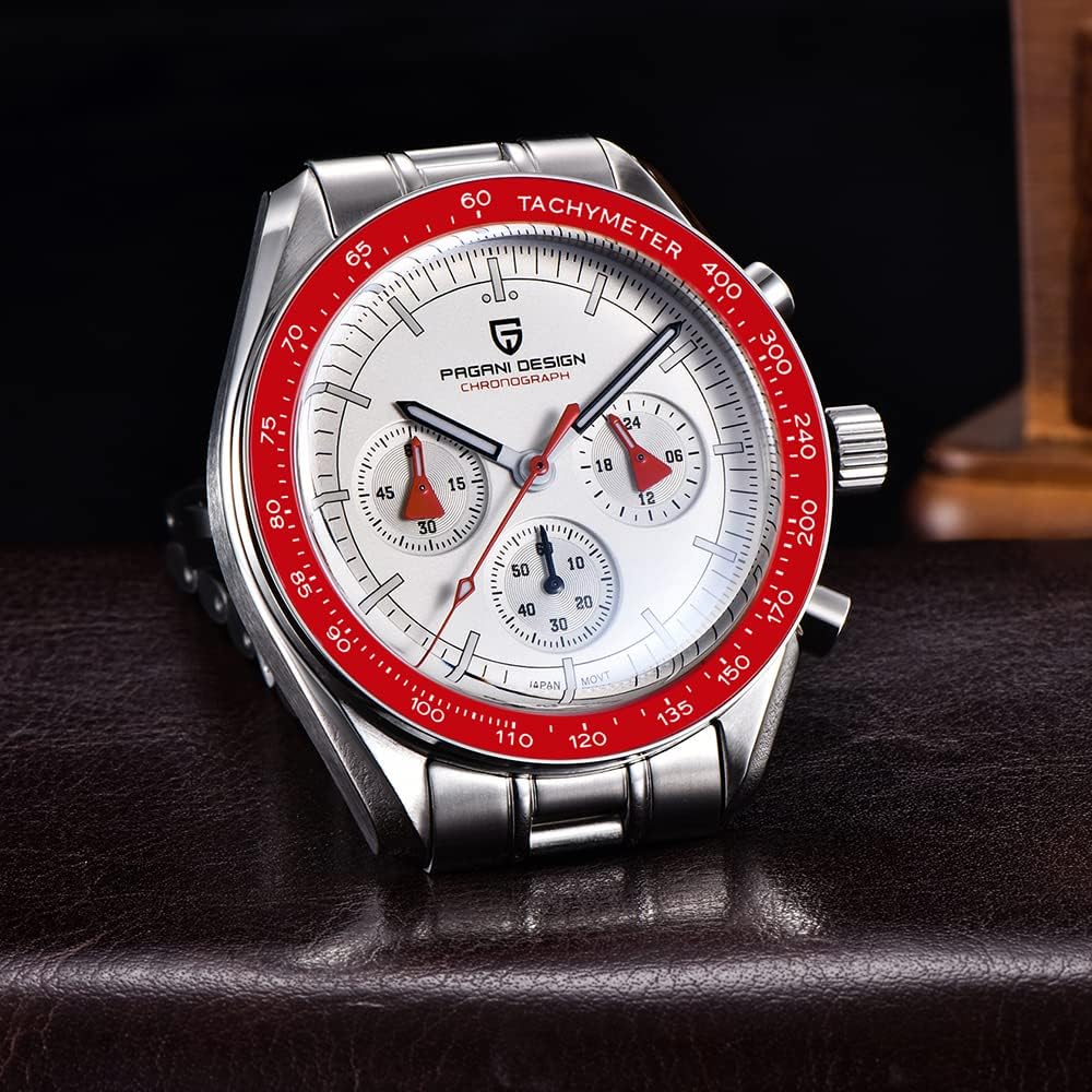 Pagani Design 1701 V3 Men's Chronograph Quartz Dial 40mm VK63 Movement Stainless Steel Mirror Sapphire Watch 100 Meter Water Resistant Sport Watch