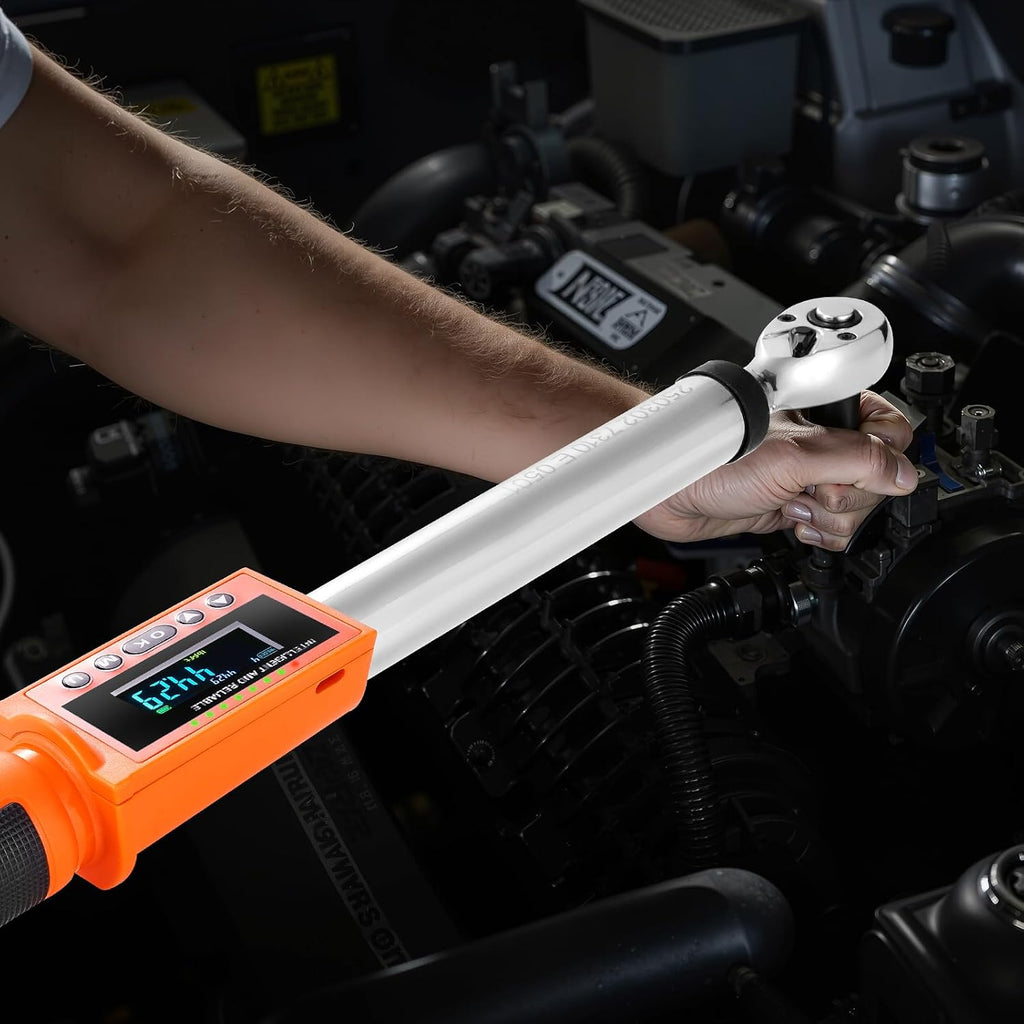 VEVOR Digital Torque Wrench 3/8 1/2 Inch Drive, 0-44.25FT.LB(0-60Nm)/0-162.26FT.LB(0-220Nm) ±2% Accuracy, Electronic Torque Wrench with Preset Mode,Vibration,Buzzer,LED Notification,5Units of Measure