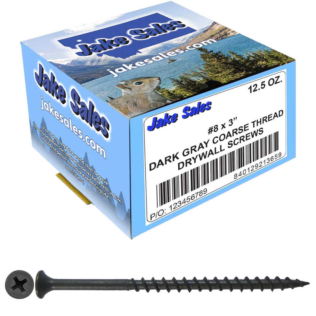8 x 3 COARSE Thread Gray Phosphate Drywall Screws, Drywall, Gypsum Board, Sheet Rock, Plasterboard Screws. CASE Qty 42 Boxes - 3,234 Screws