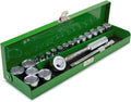 SK Tools USA 3/8' Drive, 20 Piece, 6 Point, Standard Metric Chrome Socket Set in Classic Metal Box: 7MM - 24MM | 94521