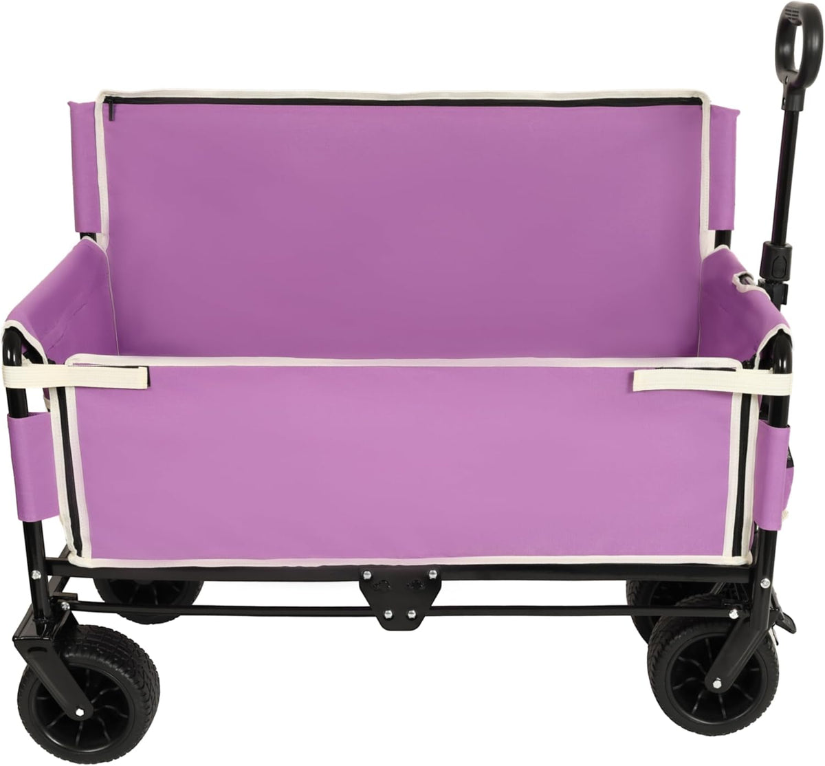 3-in-1 Heavy-Duty Convertible Folding Wagon Cart with Bench Seat & Storage – 500lb Capacity, 180L All-Terrain Wagon for Camping, Beach, Sports, & Garden – 360° Swivel Wheels (Purple)