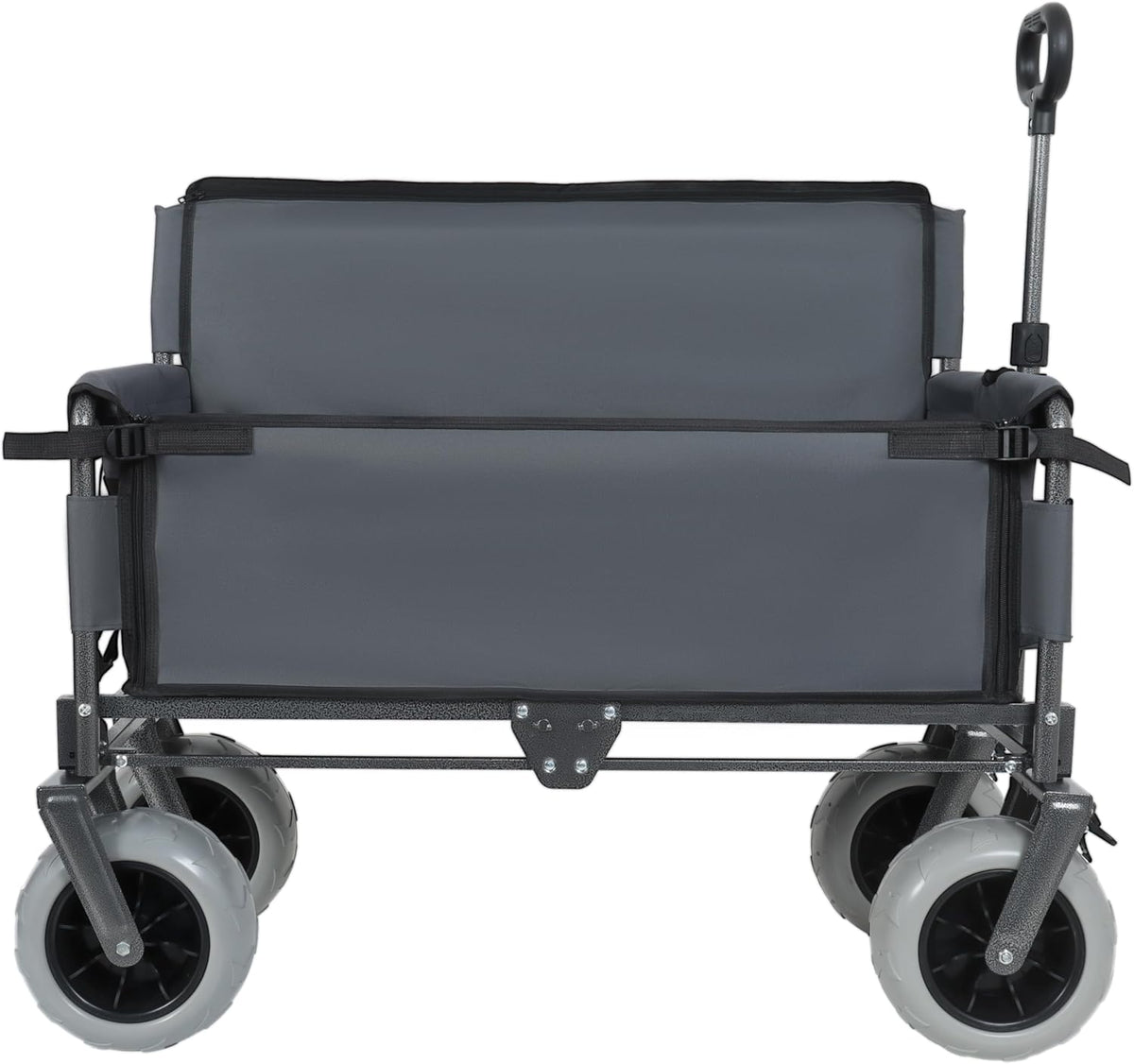 3-in-1 Convertible Folding Wagon Cart with Bench Seat & 180L Storage - 500lbs Heavy-Duty All-Terrain Wagon for Camping, Beach, Sports & Garden Use (Grey+ 9'x4' Wheels)