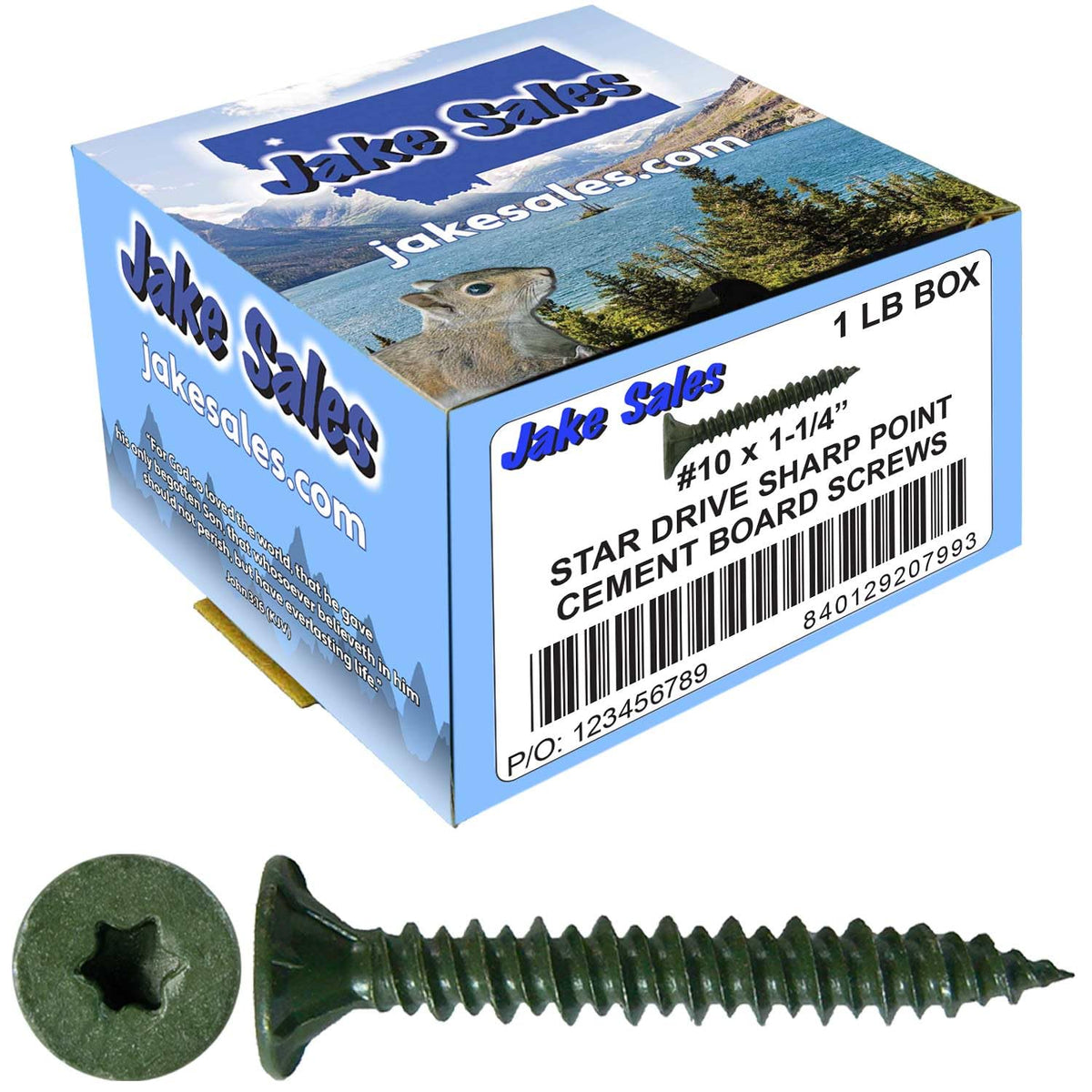10x1-1/4 Sharp Point Torx/Star Head Screws for Fastening Cement Backer/Board/Tile- Torx/Star - T-25 Head - CASE Qty 42 Boxes 6,972 Screws
