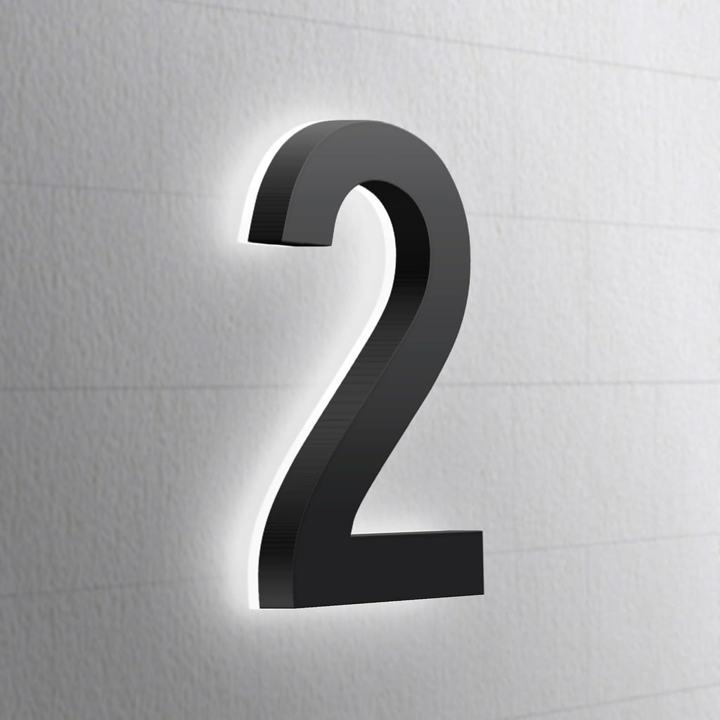 LED Illuminated House Numbers,Matte Black, Modern Address Signs Lighted Plaque For Outdoor Indoor.