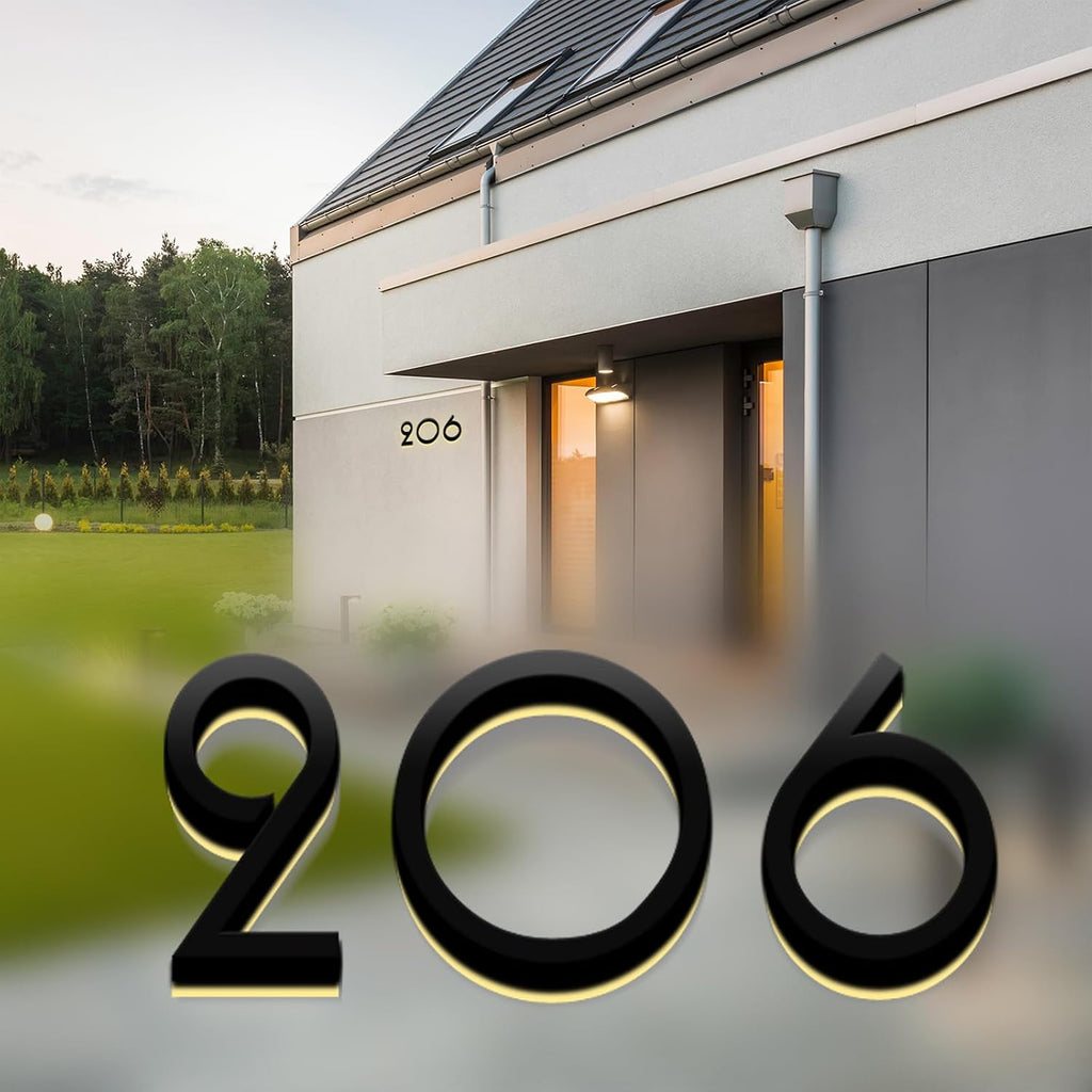 Illuminated House Numbers, Backlit LED 3000K Illuminated Home Address Number, Large Lighted House Number For Outside Yard, Modern Address Numbers.