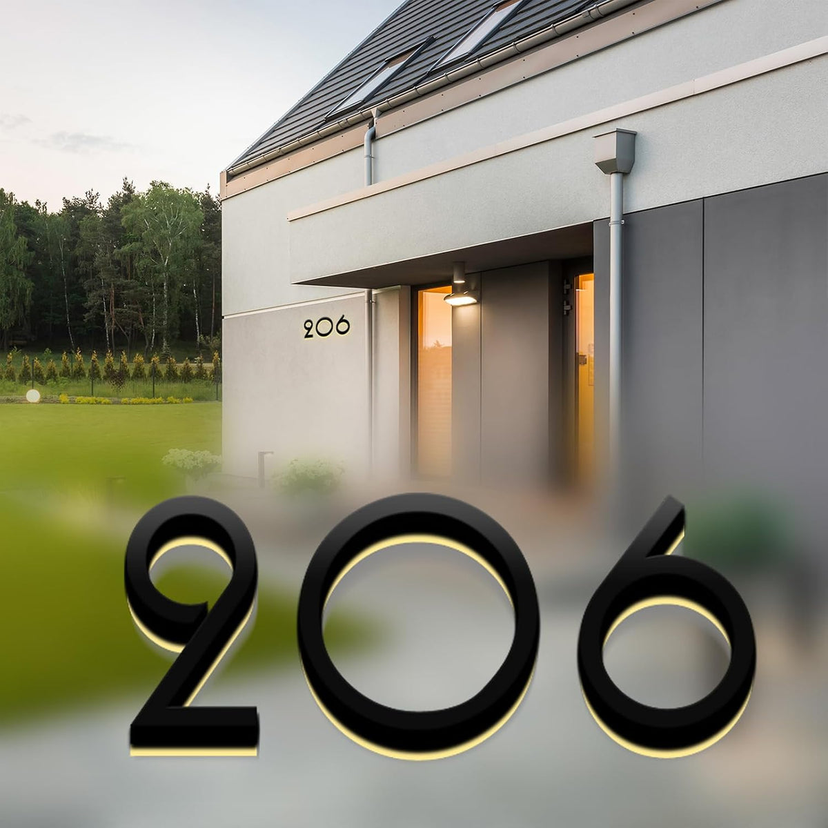 Illuminated House Numbers, Backlit LED 3000K Illuminated Home Address Number, Large Lighted House Number For Outside Yard, Modern Address Numbers.