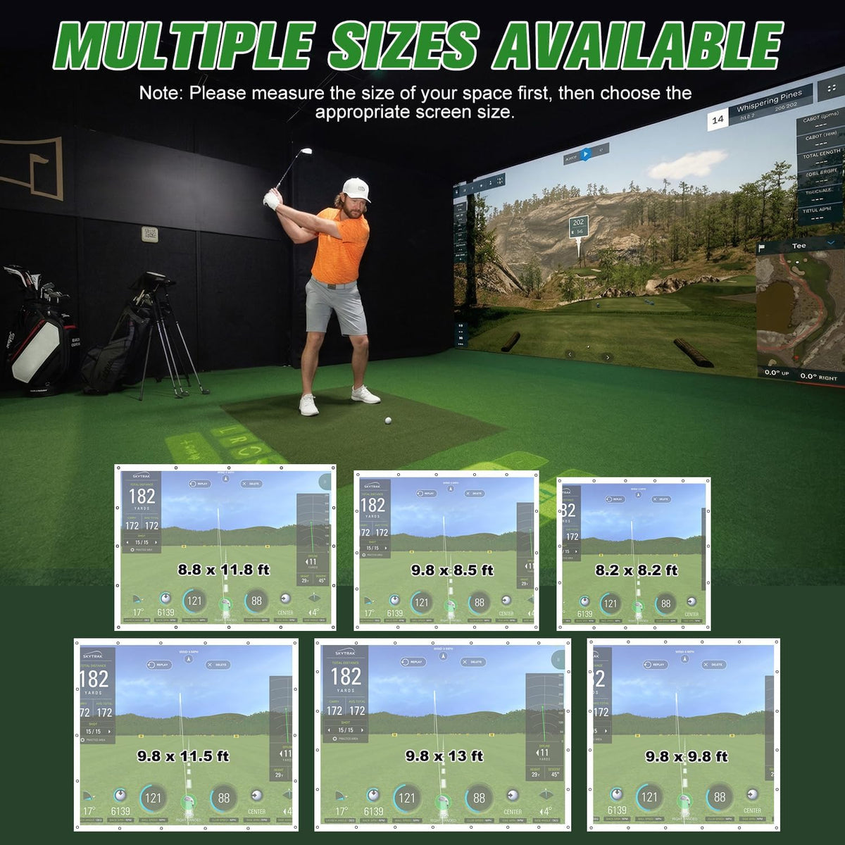 Golf Simulator Impact Screen, 3D Air Mesh Impact Screen for Golf Training Indoor/Outdoor, HD Projector Screen for Home Hitting Practice with Grommet Holes & Bungee Cords
