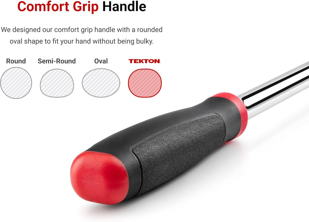 TEKTON 1/4, 3/8, 1/2 Inch Drive Quick-Release Comfort Grip Ratchet Set, 3-Piece (6, 8, 10-1/2 in.) | SRH91101