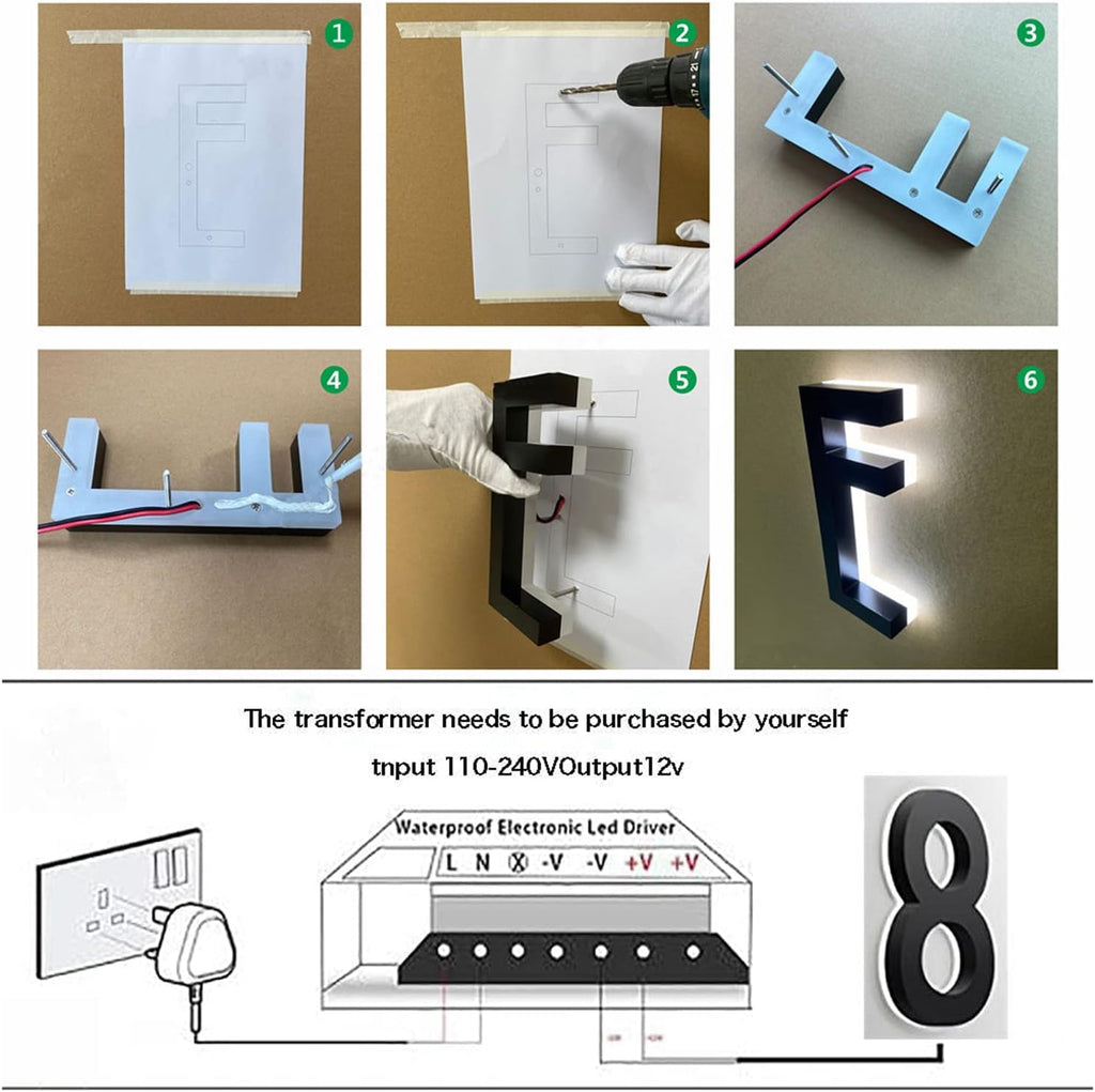 Illuminated House Numbers Increase Safety And Style 18 Inch, Backlit LED Address Number For Enhanced Visibility, Lighted Up Address Number, Modern Metal Signs,2