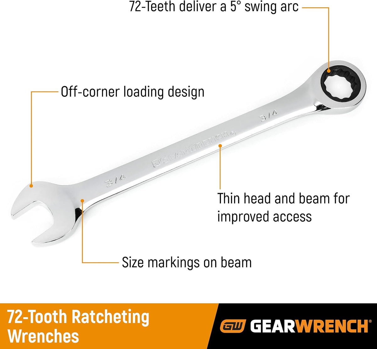 GEARWRENCH 12 Pt. Ratcheting Combination Wrench, 1-7/8' - 9054D
