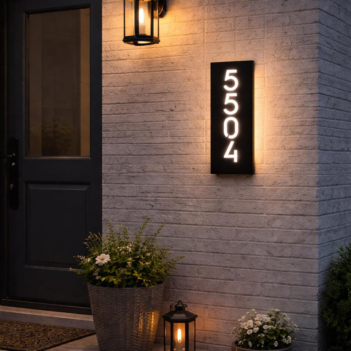 12V LED House Numbers for House Street Backlit,Personalised Illuminated Modern House Numbers Address Sign Plaque Lighted with LED (Warm Light)