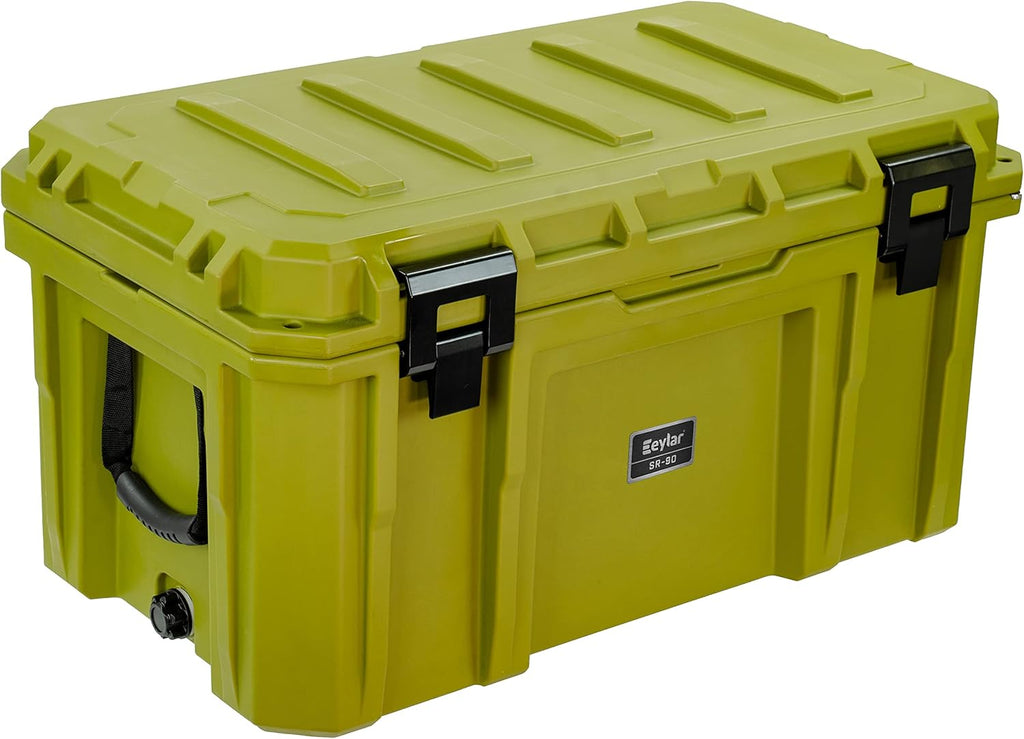 SR-90 Large Crossover Overland Cargo Case, Equipment Hard Case, Roto Molded, Stackable with Pad-Lock Hasp, Strap Mountable, TSA Standard, IPX4 Rated, 90 Liters (Green)