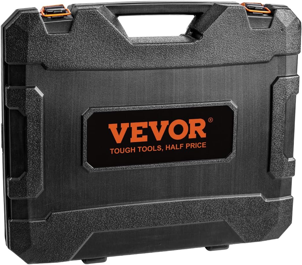 VEVOR Impact Socket Set 3/8' Drive, 90 PCS, CR-MO, SAE 1/4'-3/4' Metric 6-19mm, with Shallow & Deep Sockets, Swivel & E-Torx & Bit socket Sockets, Extension Bars, Adapters, Universal Joint