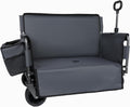 3-in-1 Convertible Folding Wagon Cart with Bench Seat & Storage - Includes 1 ice Pack, 500lbs Heavy-Duty Utility Wagon, All-Terrain Wheels for Camping, Beach, Sports, Garden (Gray)
