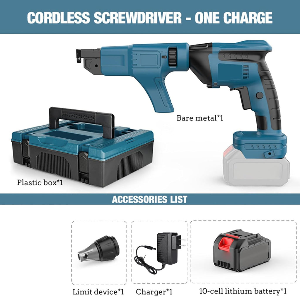 Cryfokt Brushless Cordless Drywall Screw, Electric with 4000mAh Battery and Storage Box, 360 Rotating Head for Drywall Installation and Home Renovation