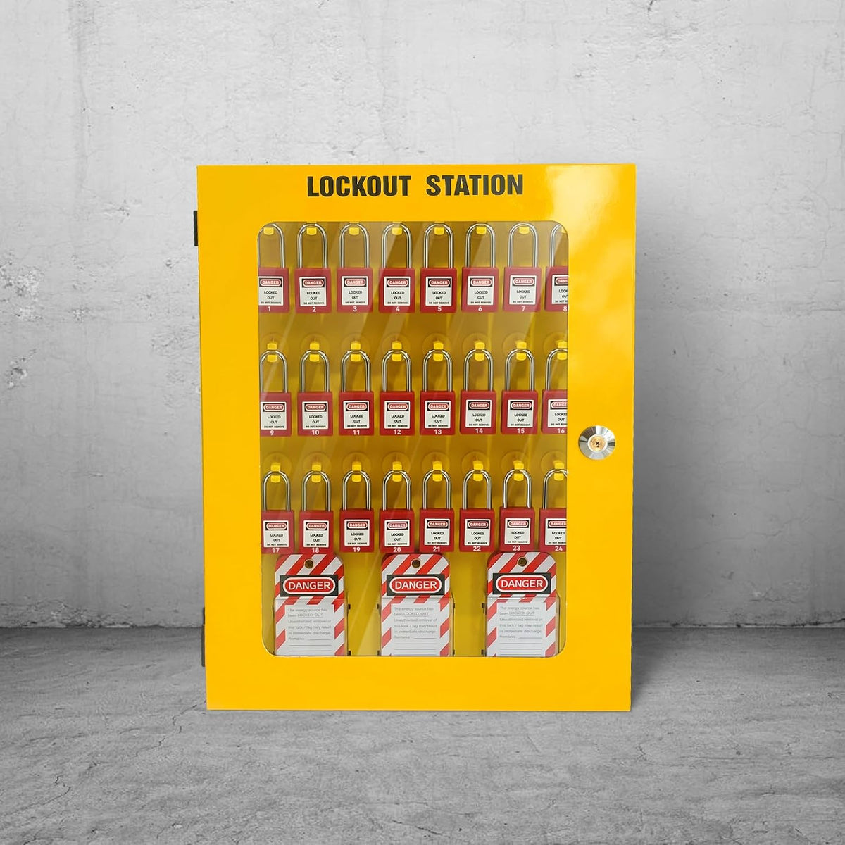BULANGD Lockout Tagout Station Loto Kit 138 Pieces Steel Lockout Hasp Safety Padlocks Nylon Cable Tie Safety Tags Tools for Industrial