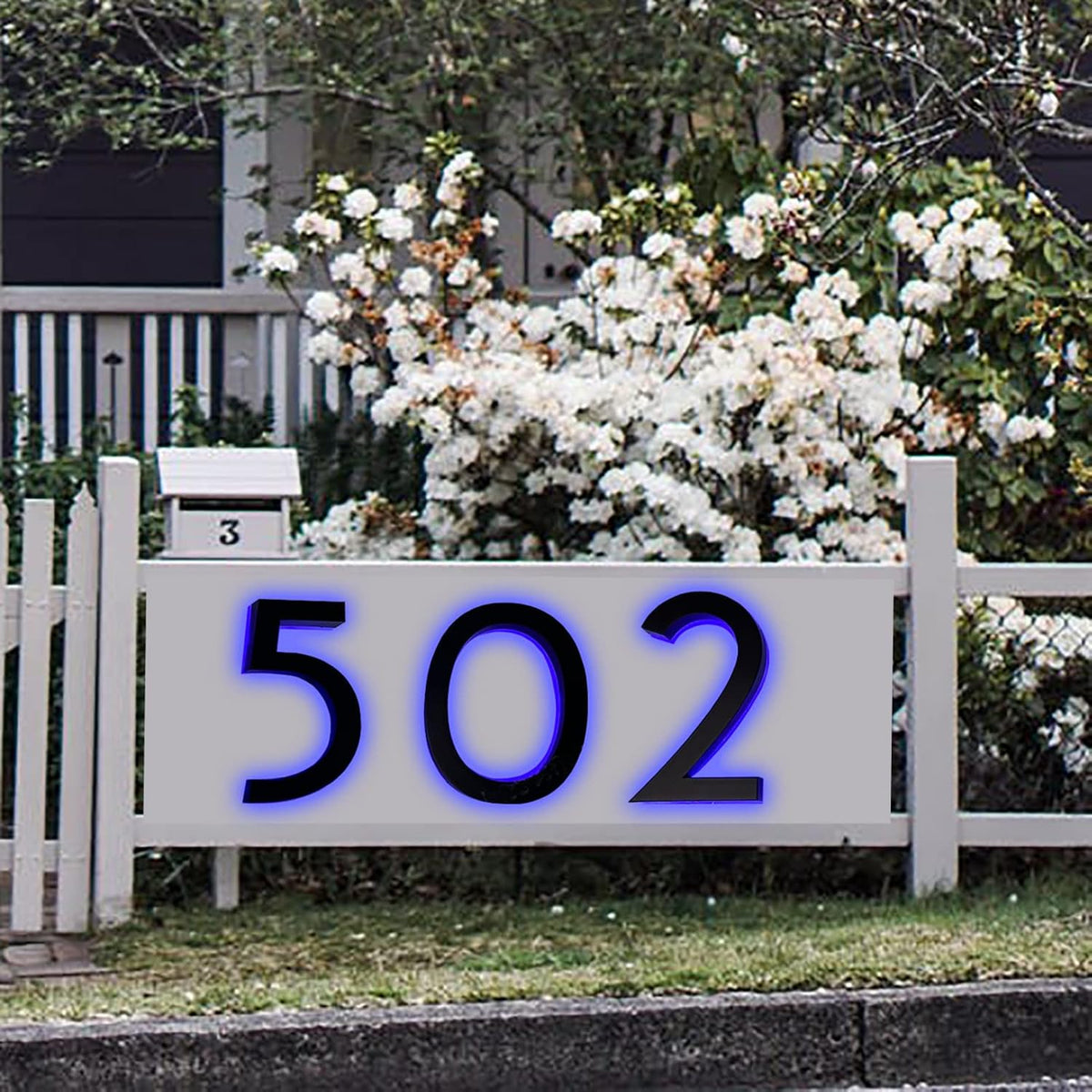 Modern House Number Plaque LED, Backlit Illuminated LED Address Numbers 20', Lighted Letter Signs For Home Office Building, Outdoor Illuminated Metal Sign,H
