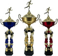 Express Medals Various Sport Giant 54 Inch Tall 19 Inch Wide 4 Post Column Gold Red or Blue Trophy Cup Award Includes Attached Plate with up to 5 Lines of Your Custom Engraved Text. Weighs 11 lbs.