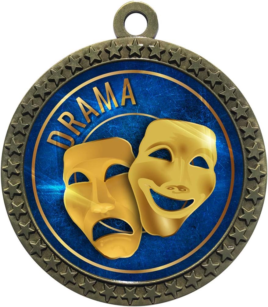 Express Medals 1 to 50 Packs Drama Gold Medal Trophy Award with Neck Ribbon D212-EG22