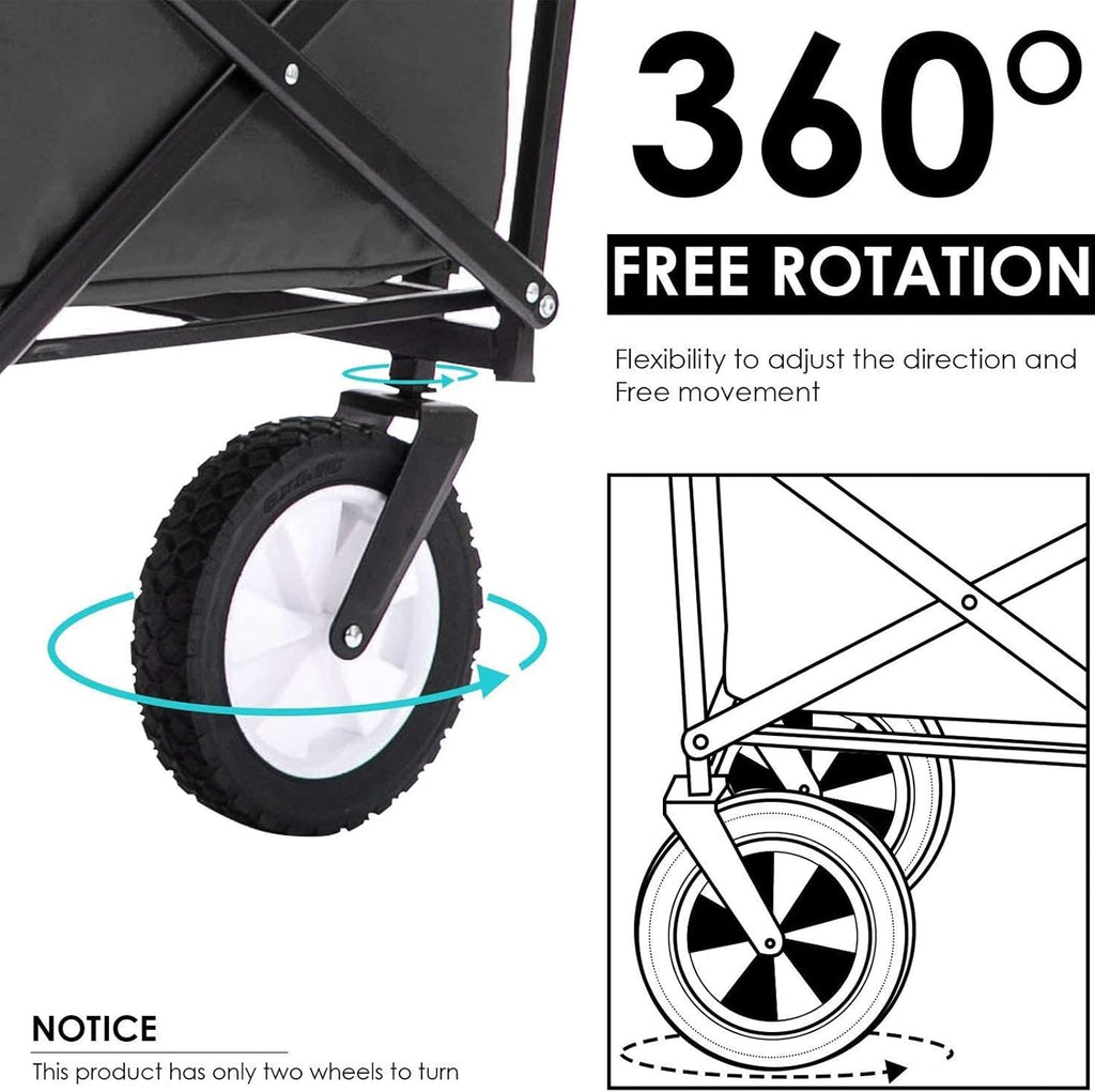 Heavy Duty Foldable Garden Trolley Cart - Collapsible Outdoor Wagon with Universal Wheels, Adjustable Handle, 80KG Capacity for Camping, Gardening, and Utility Use - Blue