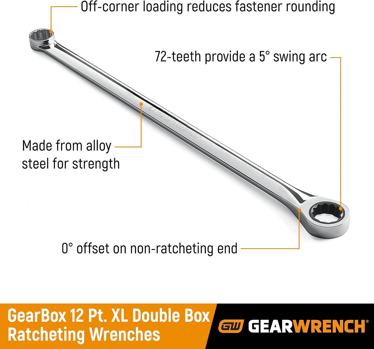 GEARWRENCH 13 Pc. GearBox 12 Pt. XL Double Box Ratcheting Wrench Set, SAE - 85999