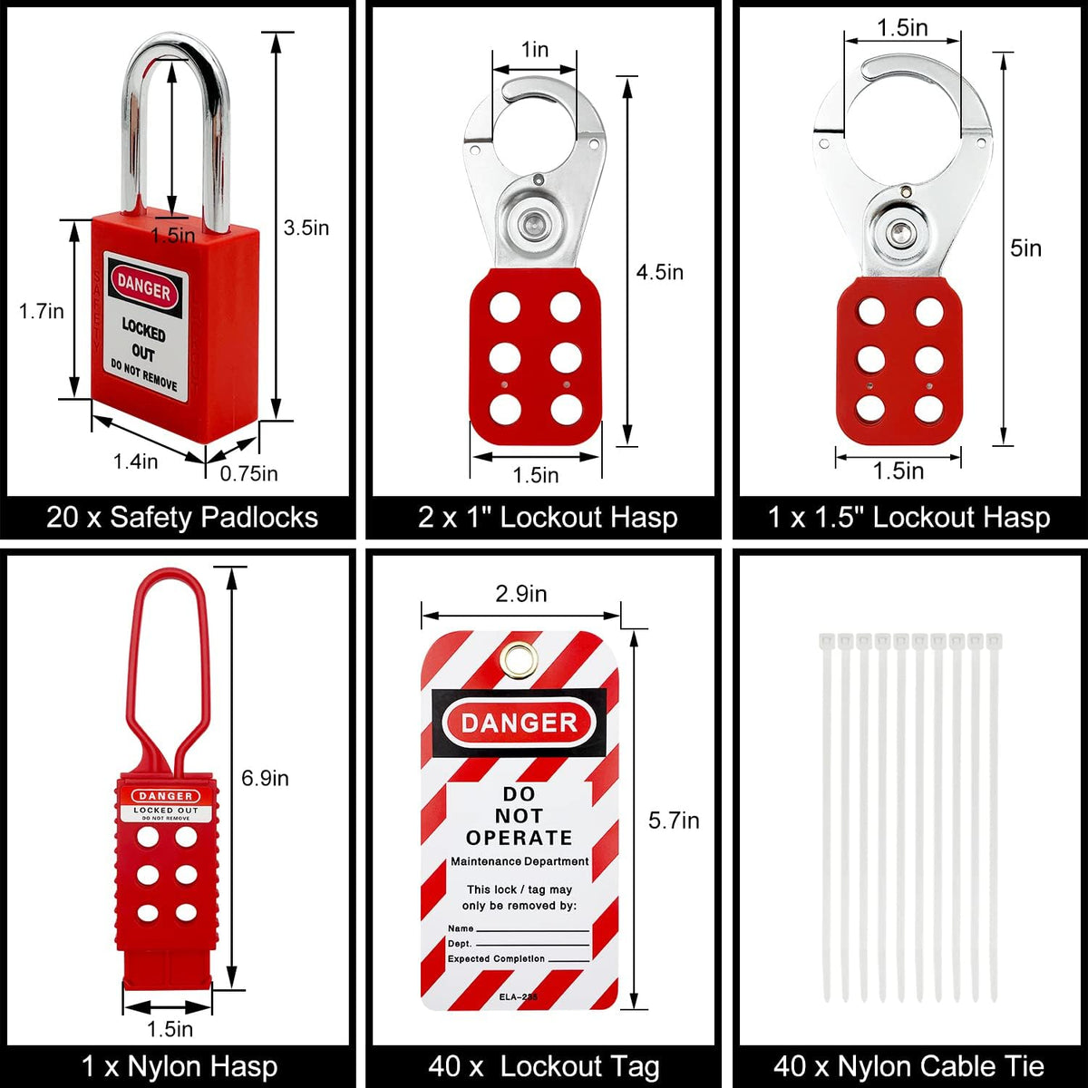 SAFBY Lockout Tagout Station Metal Kit with Lock Out Tag Out Loto 4 Hasps,40 Tags,20 Locks with Number 1-20 (Big Metal Station)