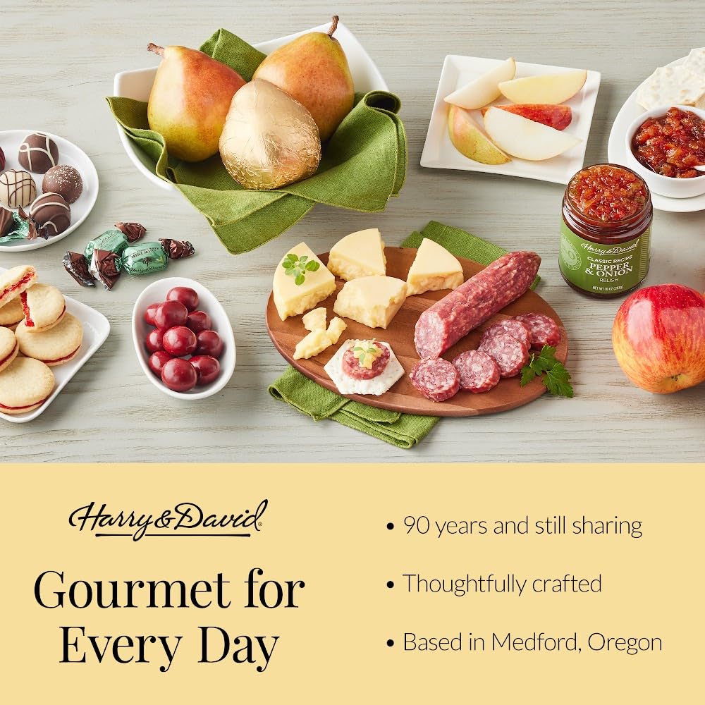 Harry & David Classic Gourmet Gift Basket – Includes Hickory-Smoked Summer Sausage, Three Cheeses, Asiago Crackers, Chutney, Almonds, Dried Fruit, Truffles, & Moose Munch®, All Occasions, Gatherings