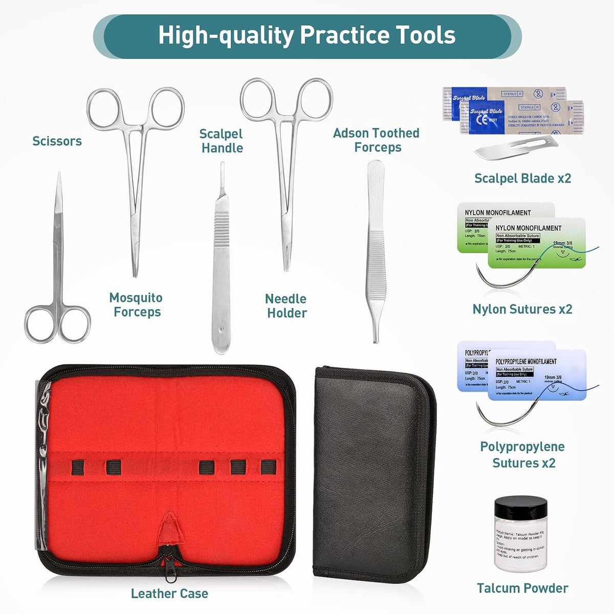 Suture Practice Kit for Medical Students, Silicone Suture Arm, Reusable Wound Practice Suturing Kit for Nursing, Veterinary, Surgical Training, Education Only