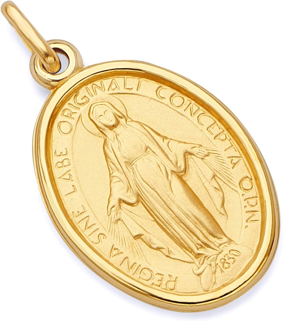 14k Yellow Gold Religious Virgin Mary Medal